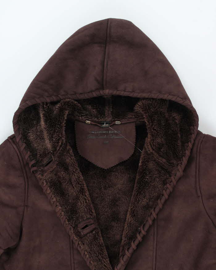 Vintage Beechers Brook Faux Suede Hooded Coat - L