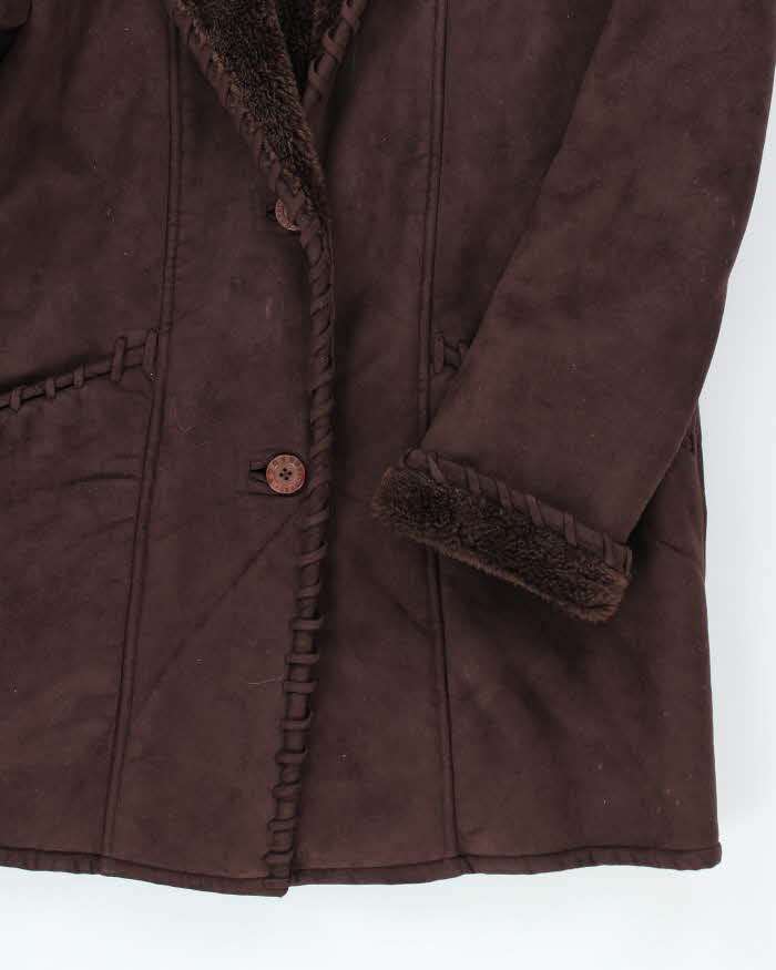 Vintage Beechers Brook Faux Suede Hooded Coat - L