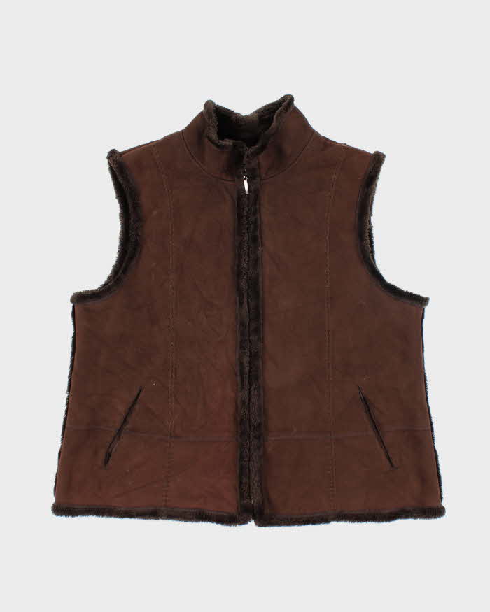 Vintage Y2k 00s Novelti Faux Suede Gilet - XL