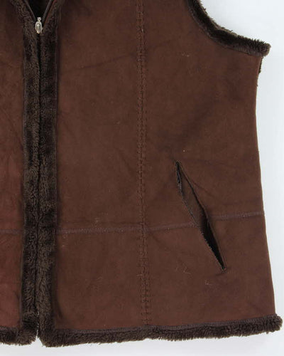 Vintage Y2k 00s Novelti Faux Suede Gilet - XL