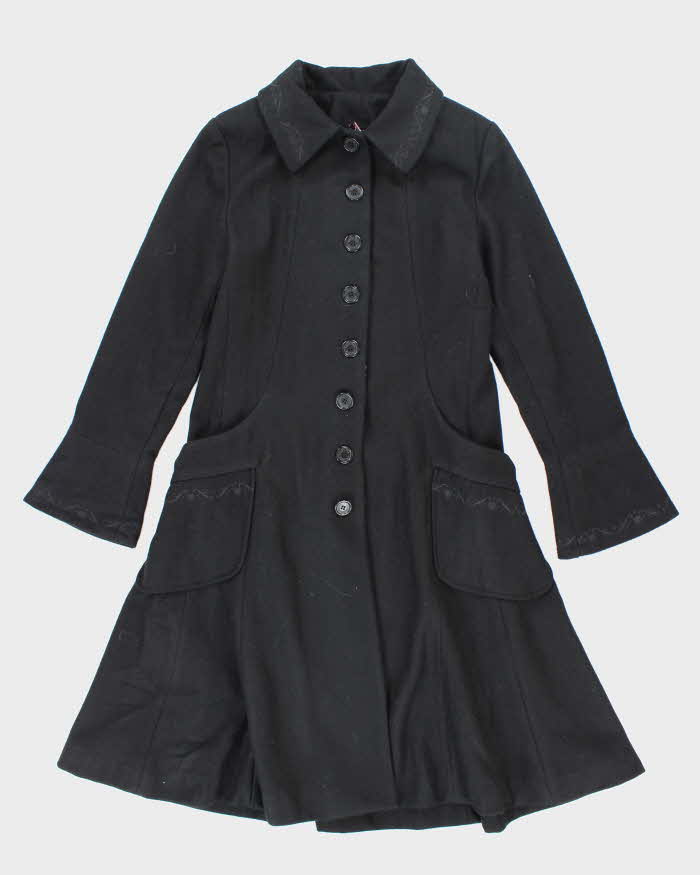 Vintage Y2k 00s Emily The Strange Wool Blend Embroidered Coat - M