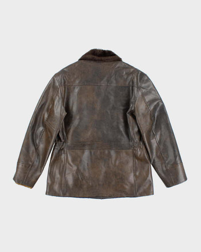 Vintage 50's Acofin Lined Faux Leather Zip Up Sports Jacket - L