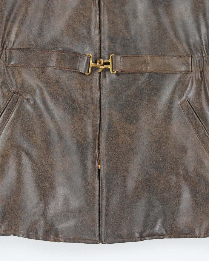Vintage 50's Acofin Lined Faux Leather Zip Up Sports Jacket - L