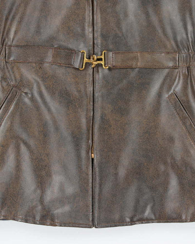 Vintage 50's Acofin Lined Faux Leather Zip Up Sports Jacket - L