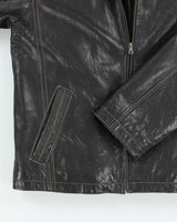 Vintage 2000's Danier Heavyweight Lined Leather Zip Up Jacket - L