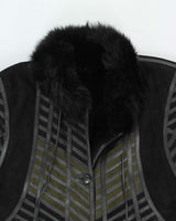 Vintage Leather Patchwork Long Jacket - M