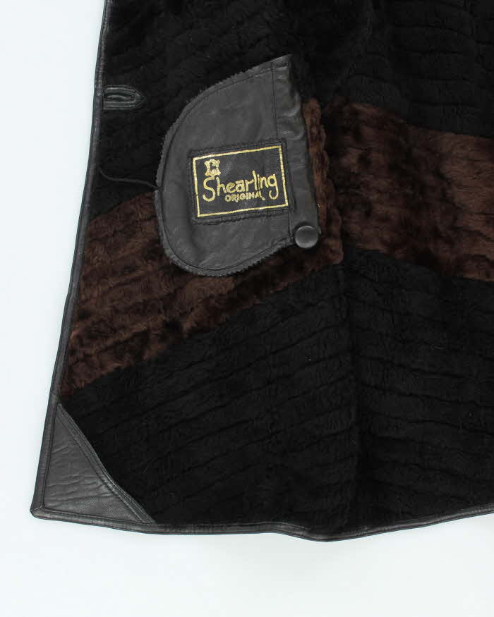 Vintage Leather Patchwork Long Jacket - M