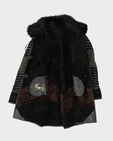 Vintage Leather Patchwork Long Jacket - M