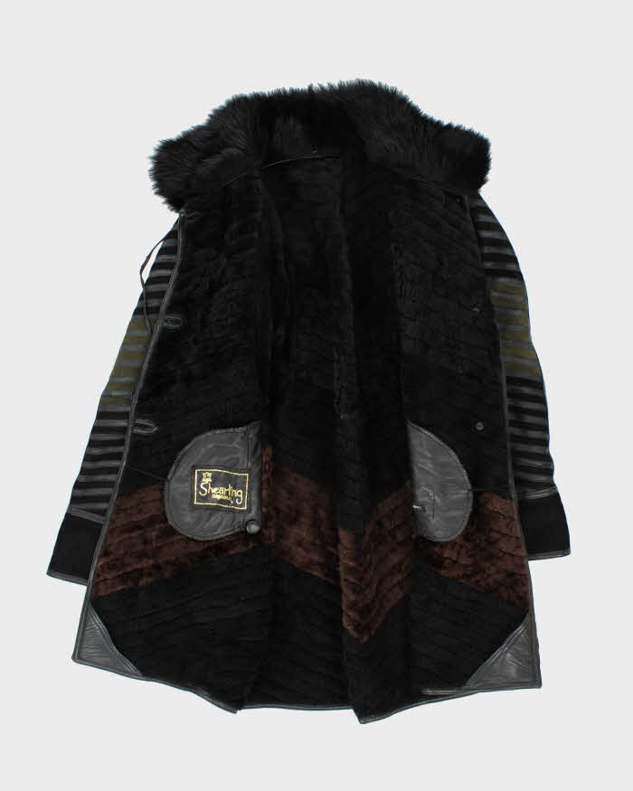 Vintage Leather Patchwork Long Jacket - M