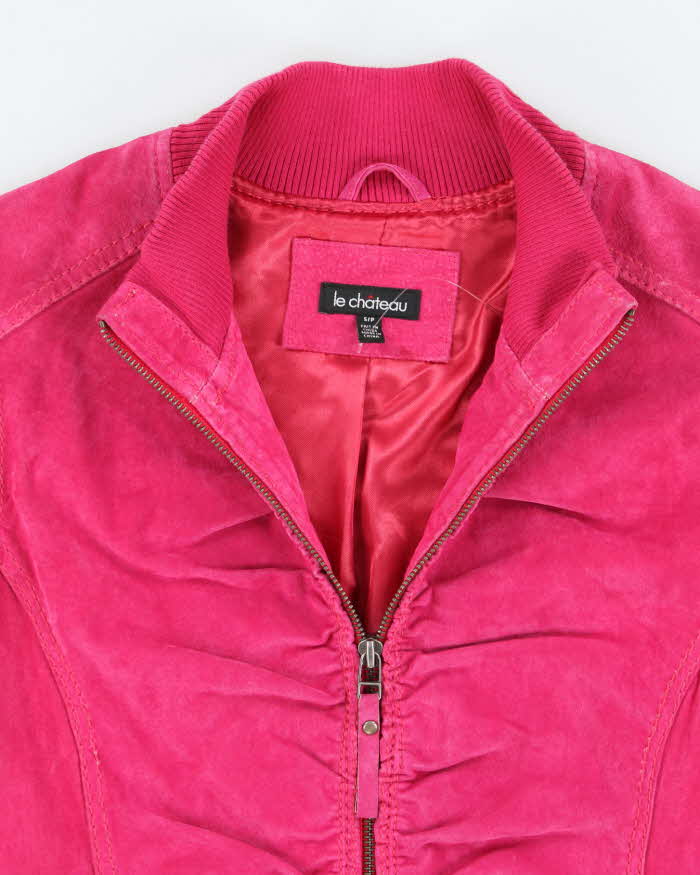Vintage Y2k 00s Le Chateau Pink Suede Jacket - S