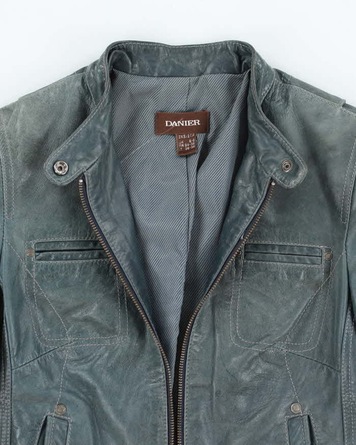 Vintage Danier Blue Leather Jacket - XXS