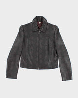 Vintage 90s Yessica Purple Snake Print Leather Jacket - S