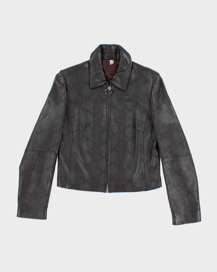 Vintage 90s Yessica Purple Snake Print Leather Jacket - S