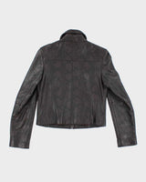 Vintage 90s Yessica Purple Snake Print Leather Jacket - S