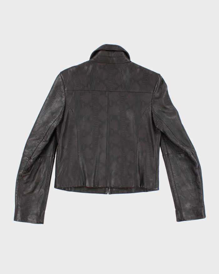 Vintage 90s Yessica Purple Snake Print Leather Jacket - S