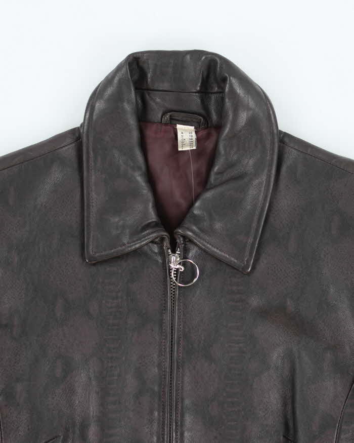 Vintage 90s Yessica Purple Snake Print Leather Jacket - S