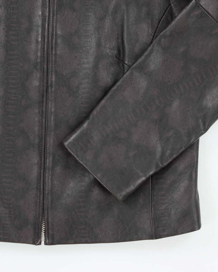 Vintage 90s Yessica Purple Snake Print Leather Jacket - S