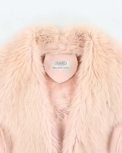 Vintage Y2k 00s Novelti Pink Faux Suede Faux Fur Jacket - L