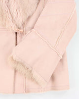 Vintage Y2k 00s Novelti Pink Faux Suede Faux Fur Jacket - L