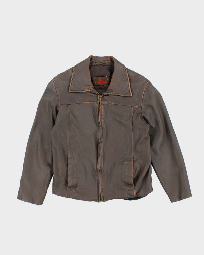 Vintage Danier Brown Leather Zip-Up Jacket - S