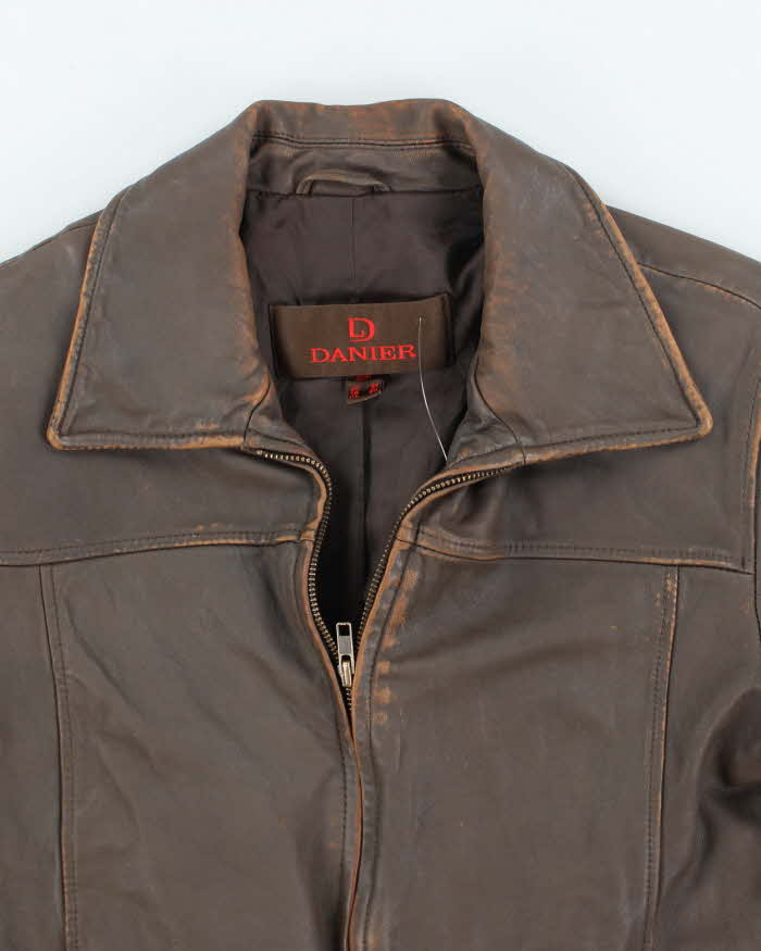 Vintage Danier Brown Leather Zip-Up Jacket - S