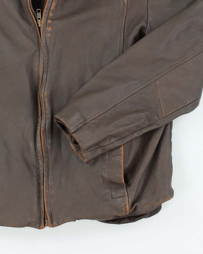 Vintage Danier Brown Leather Zip-Up Jacket - S