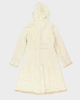 Vintage Y2k 00s Novelti Long Faux Suede Fur Lined Hooded Coat - M