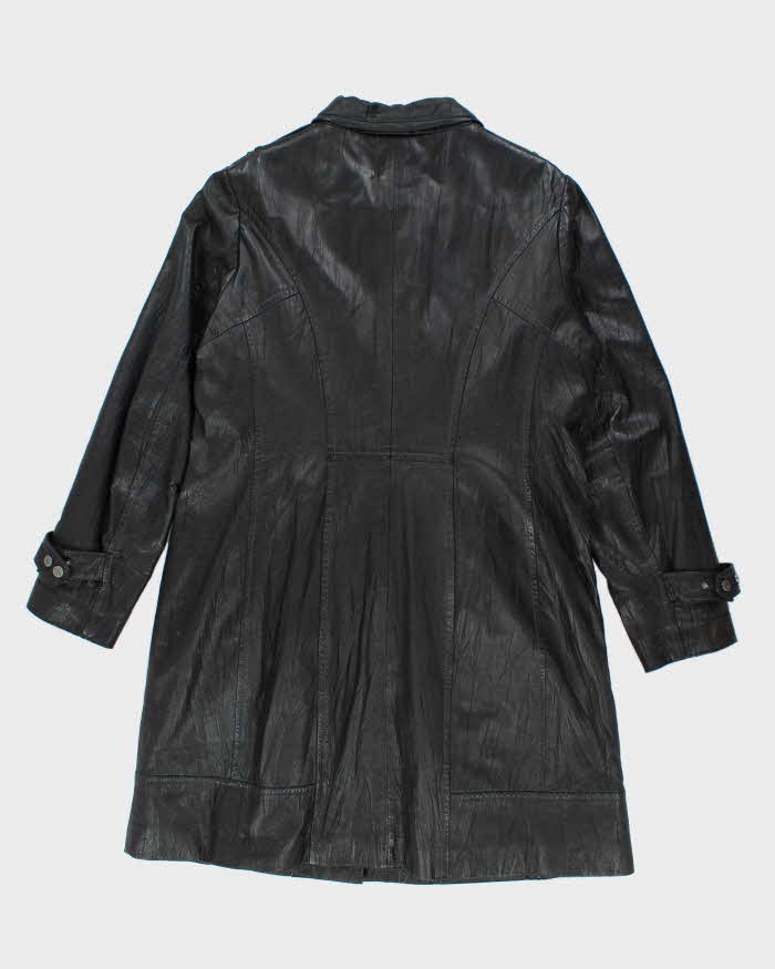 Vintage Danier Long Black Leather Coat - XL