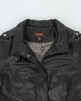 Vintage Danier Long Black Leather Coat - XL