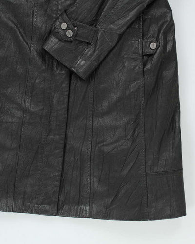 Vintage Danier Long Black Leather Coat - XL