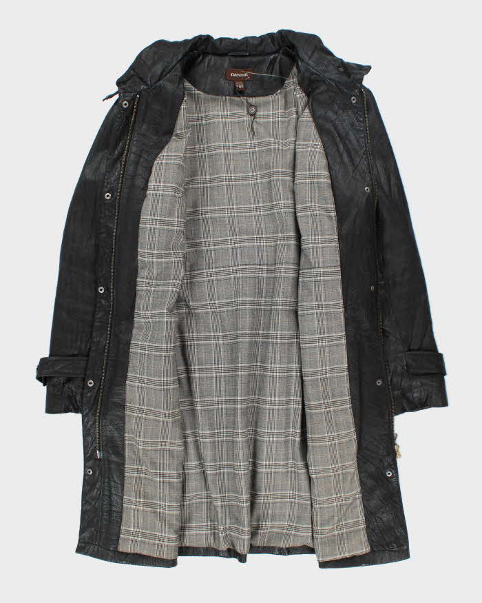 Vintage Danier Long Black Leather Coat - XL