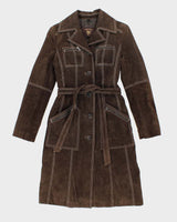 Vintage Y2k 00s Guess Brown Long Suede Jacket - S