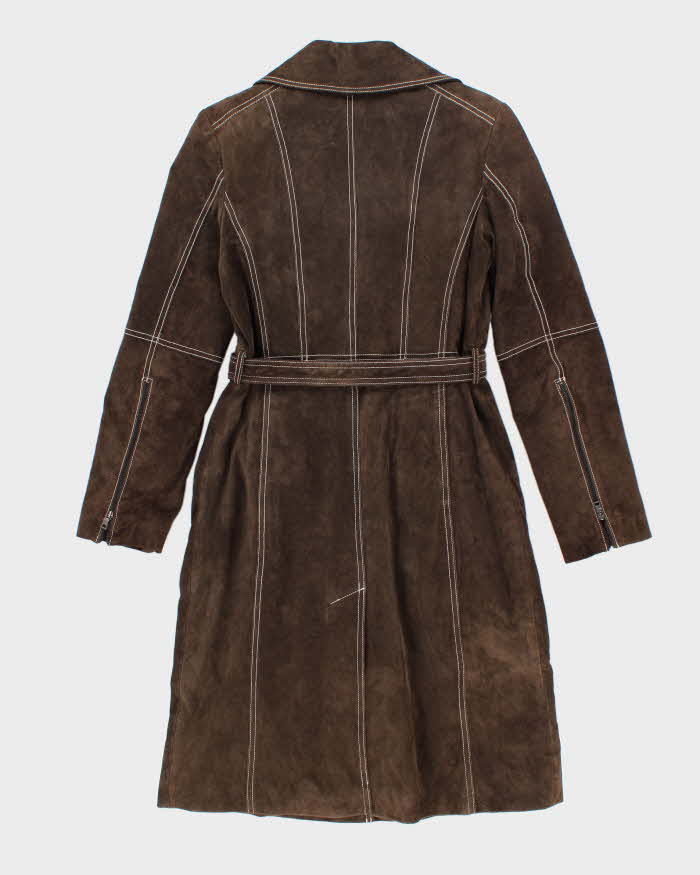 Vintage Y2k 00s Guess Brown Long Suede Jacket - S