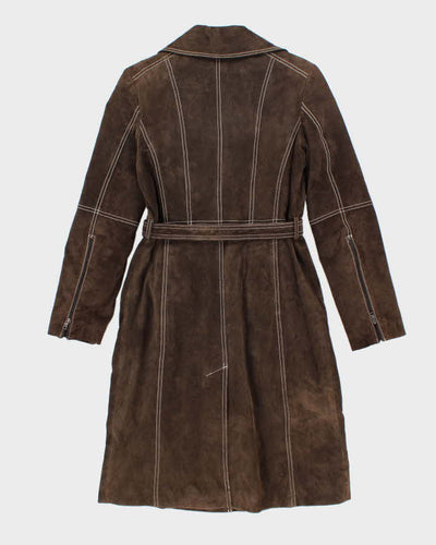 Vintage Y2k 00s Guess Brown Long Suede Jacket - S