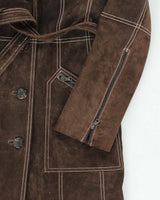 Vintage Y2k 00s Guess Brown Long Suede Jacket - S