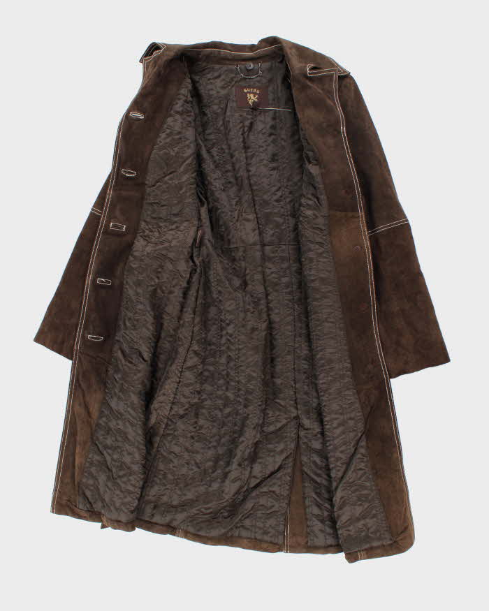Vintage Y2k 00s Guess Brown Long Suede Jacket - S