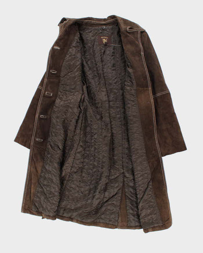 Vintage Y2k 00s Guess Brown Long Suede Jacket - S
