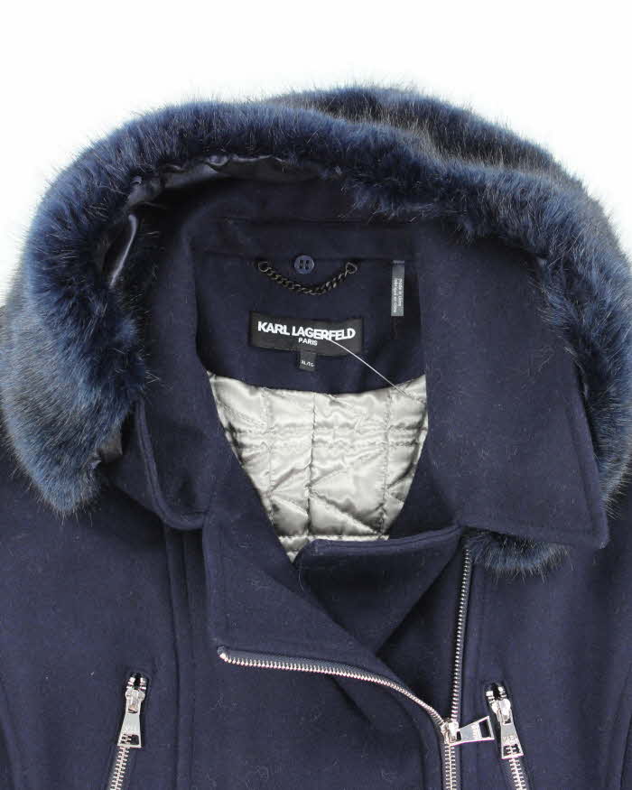 Karl Largerfeld Blue Wool Blend Coat - XL