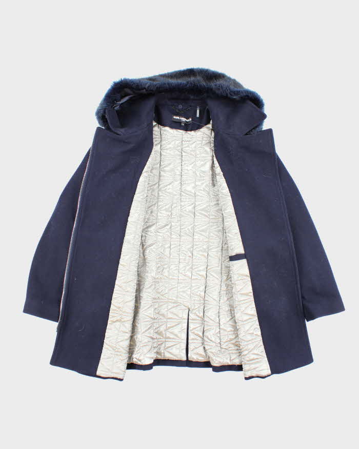 Karl Largerfeld Blue Wool Blend Coat - XL