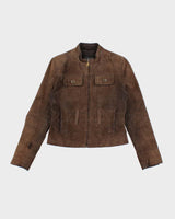 Vintage Women's Y2K Xntrik Suede Cropped Zip Up Jacket - M