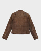 Vintage Women's Y2K Xntrik Suede Cropped Zip Up Jacket - M