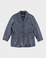 Vintage Women's 90's London Fog Double Breasted Leather Blazer - L