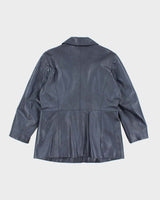 Vintage Women's 90's London Fog Double Breasted Leather Blazer - L