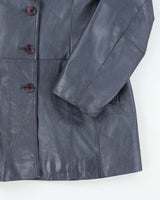 Vintage Women's 90's London Fog Double Breasted Leather Blazer - L