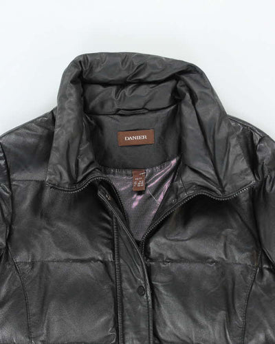 Vintage Y2K Danier Heavyweight Long Leather Puffer Jacket - XS