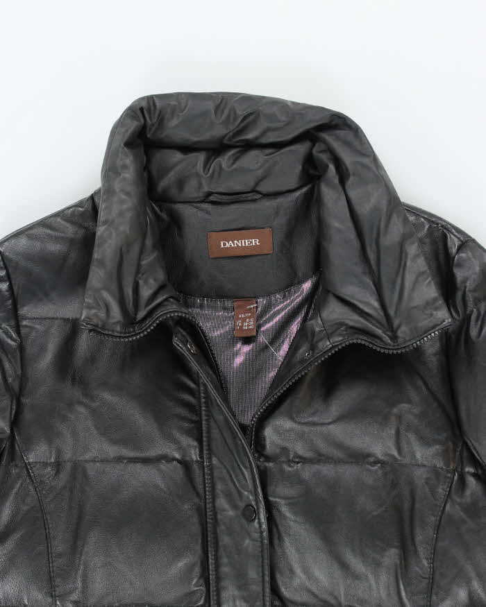 Vintage Y2K Danier Heavyweight Long Leather Puffer Jacket - XS