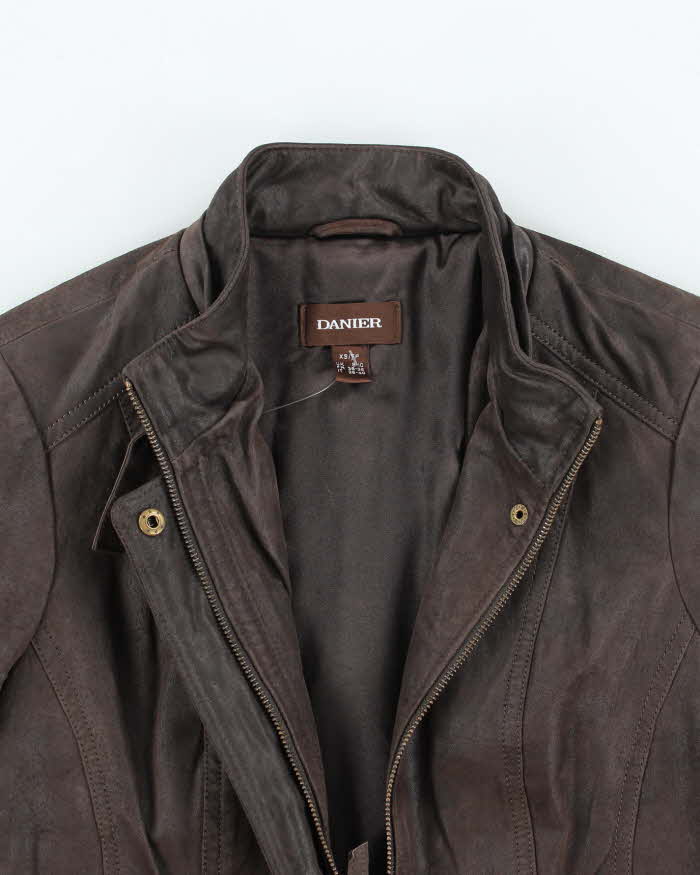 Vintage Y2K Danier Cropped Suede Zip Up Jacket - XS