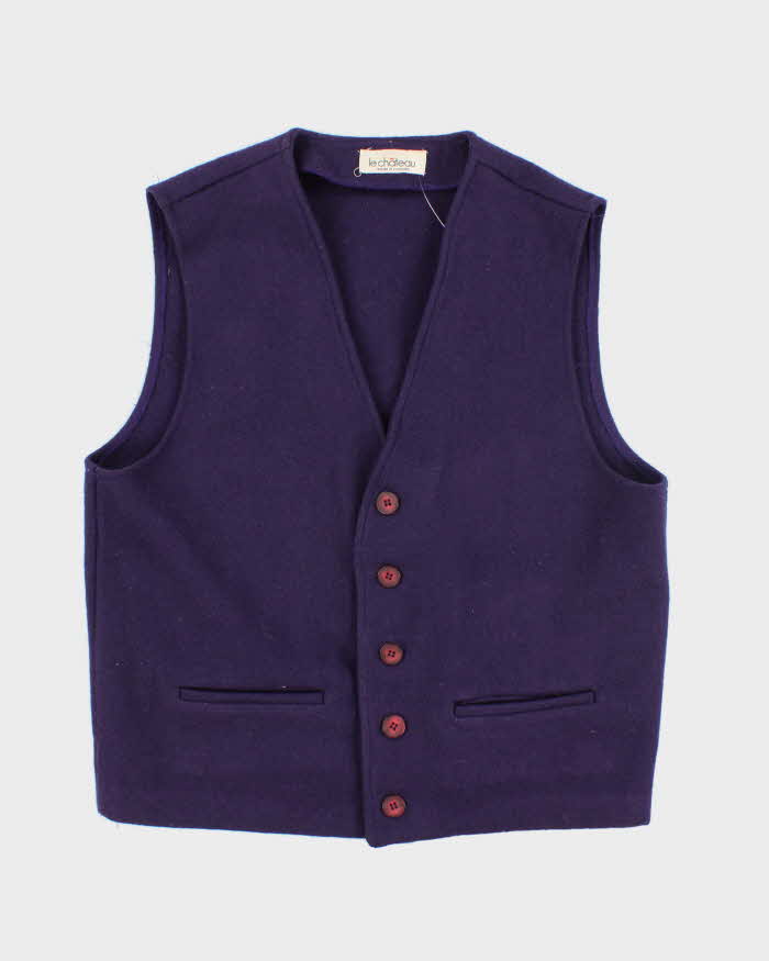 Vintage Le Chateau Purple Wool Waistcoat - S