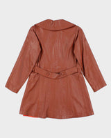 Vintage Women's 70's Gas Town Ltd Double Breasted Leather Trench Coat - M