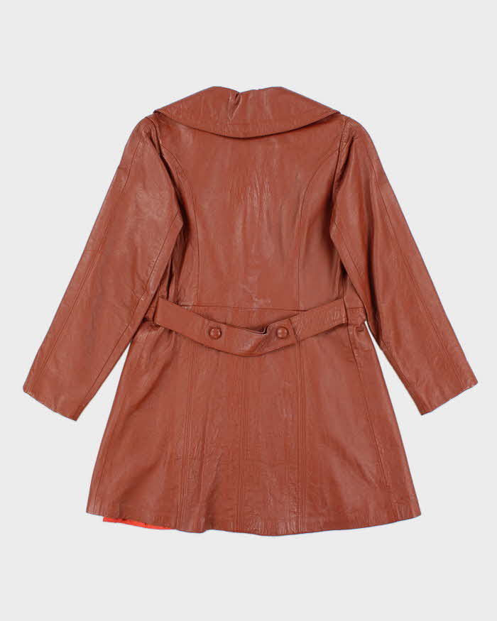 Vintage Women's 70's Gas Town Ltd Double Breasted Leather Trench Coat - M